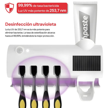 Dispenser porta cepillo y pasta con tecnologia esterilizadora UV