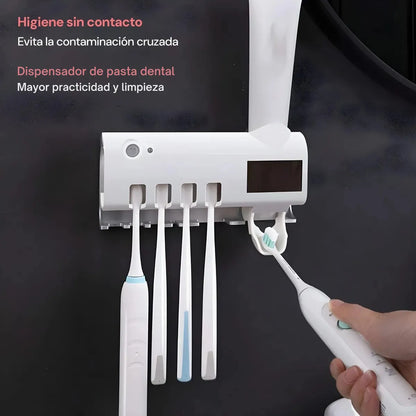 Dispenser porta cepillo y pasta con tecnologia esterilizadora UV